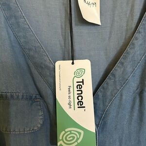 Light Blue Women's V-Neck Dress